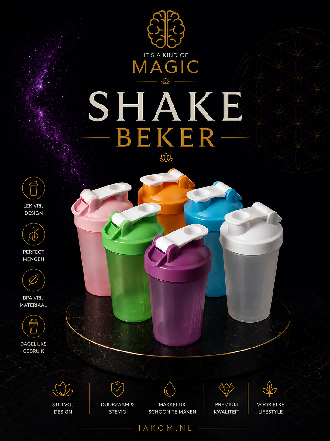 Shakebeker 500ml met Roestvrijstalen Gardebal