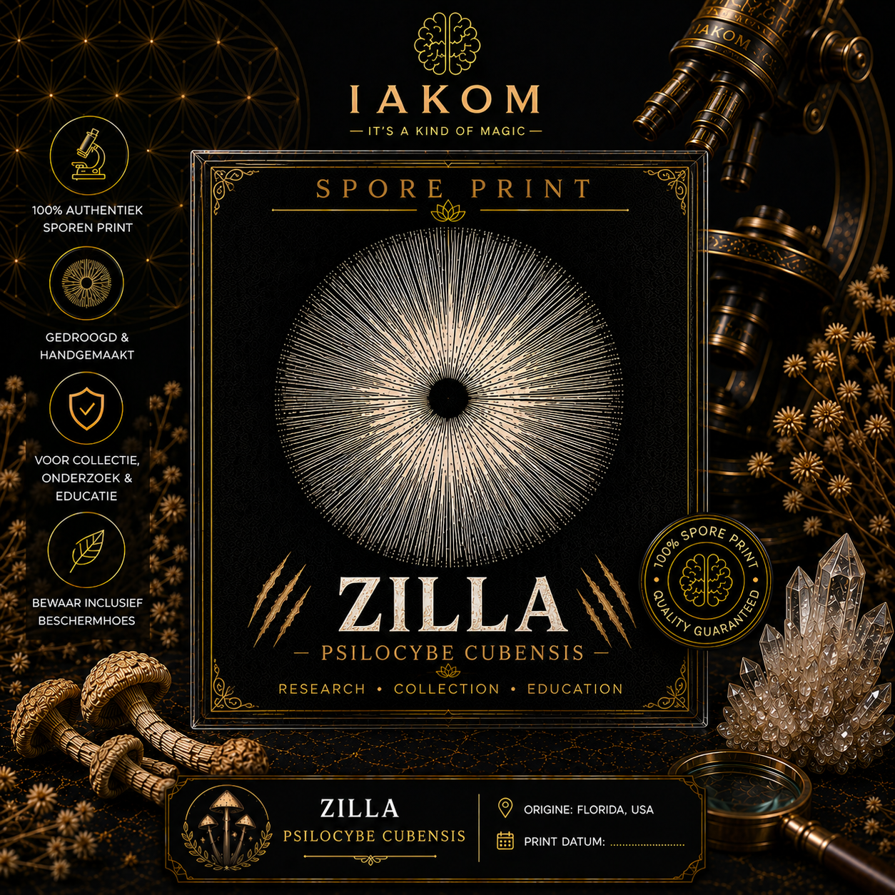 Zilla - Psilocibe Cubensis - Sporen Print
