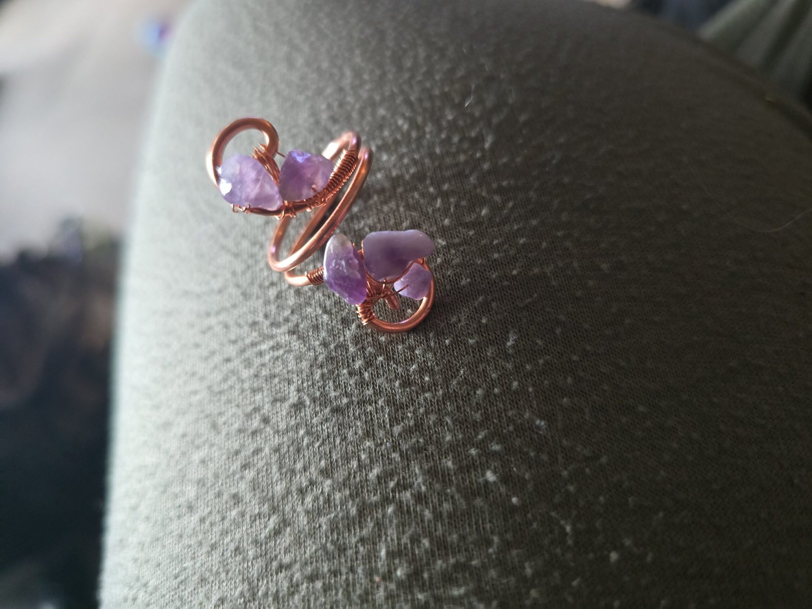 ✨ Amethyst Moon – Handgemaakte Koperen Ring - Afbeelding 2