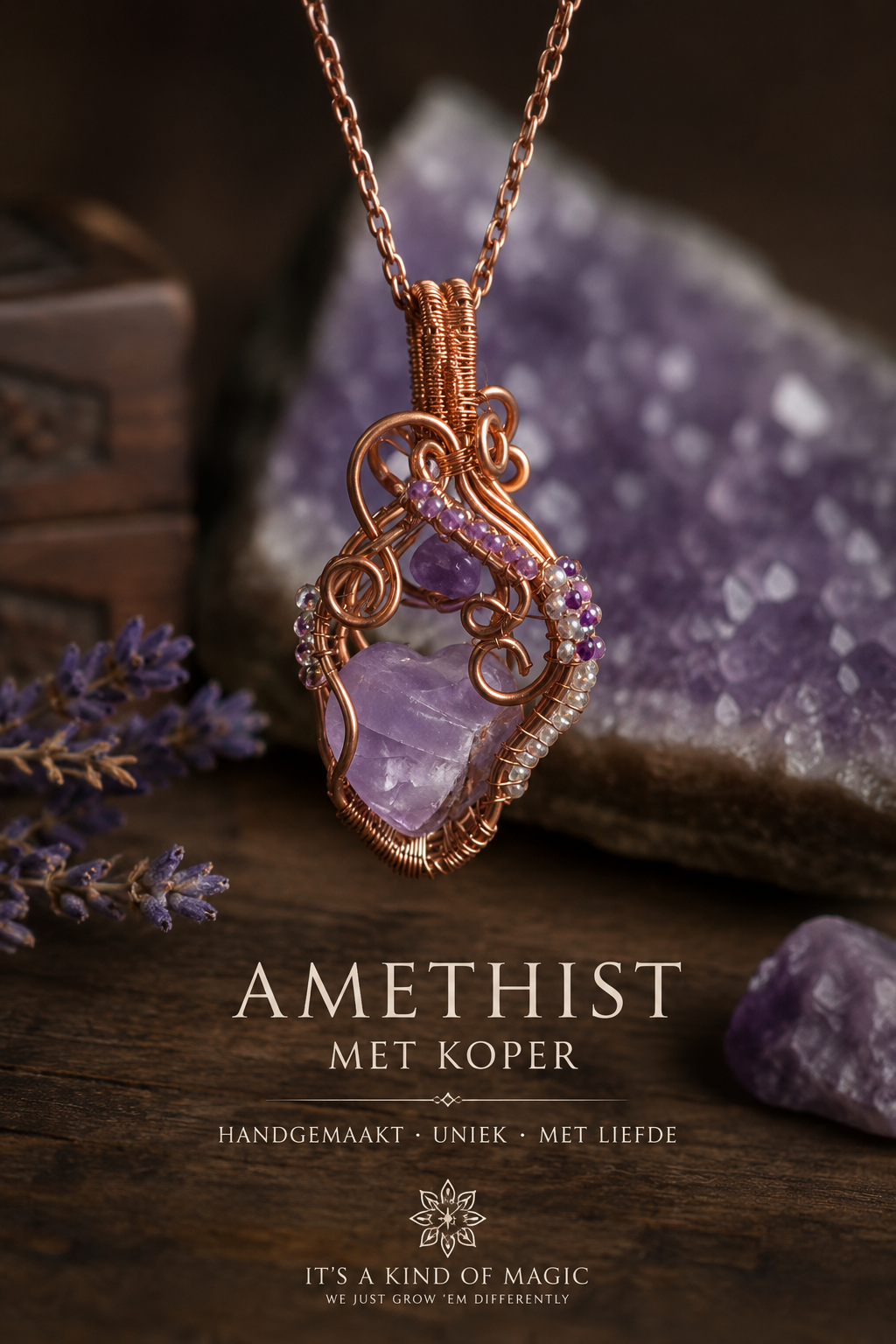 Koperen Amulet met Amethyst
