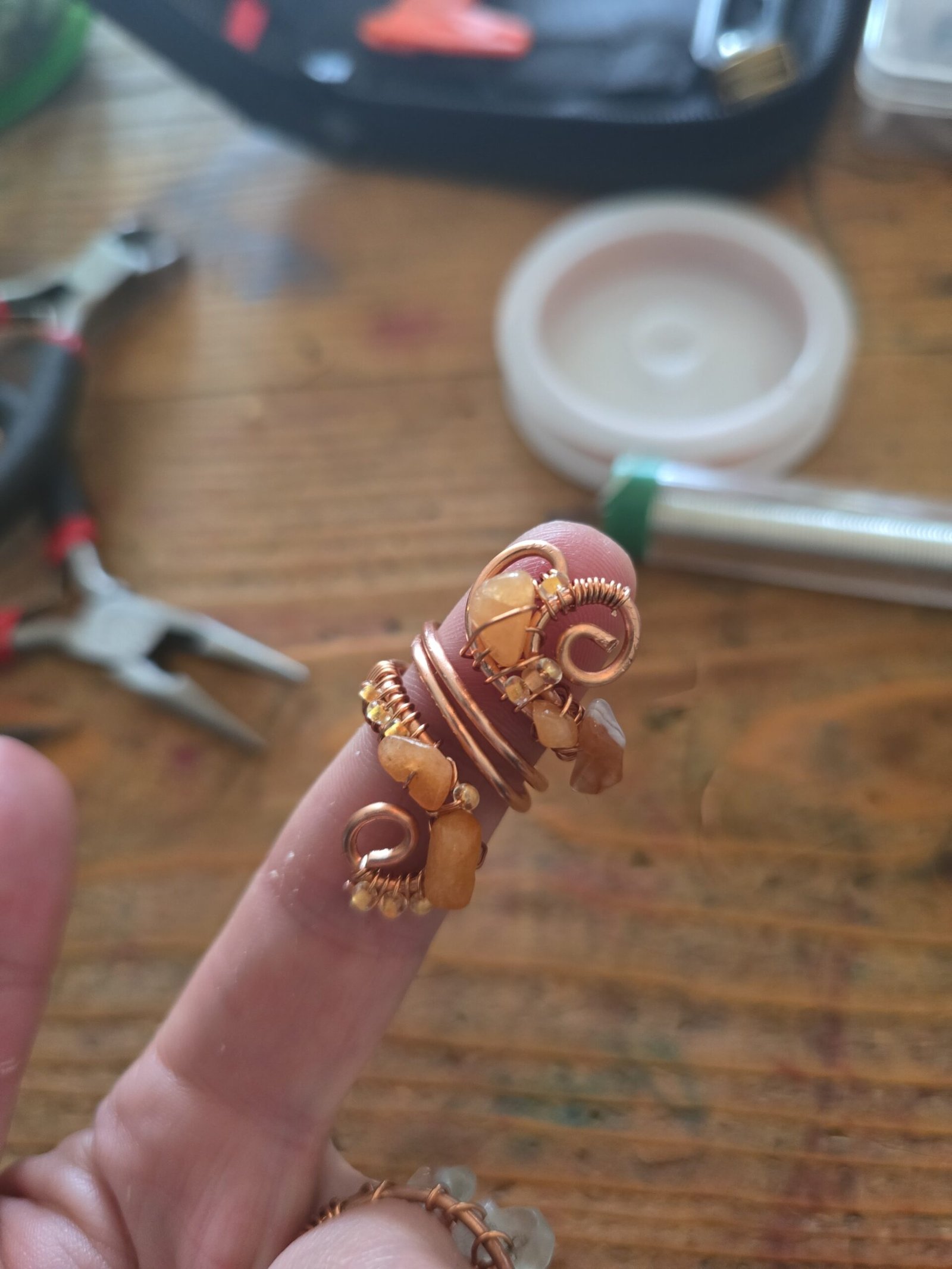 Koperen Ring met Oranje Avenurijn - Afbeelding 2