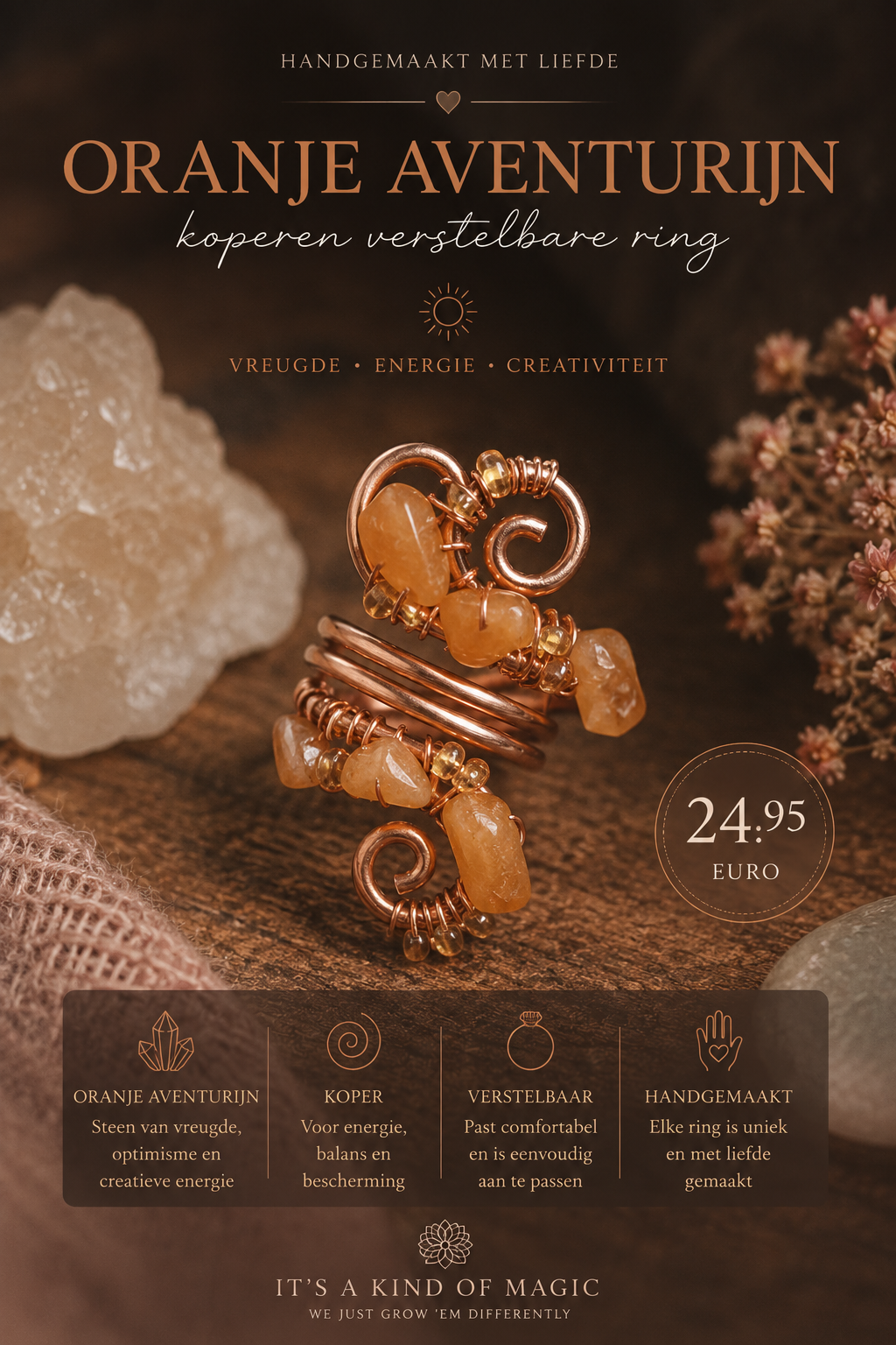 Koperen Ring met Oranje Avenurijn