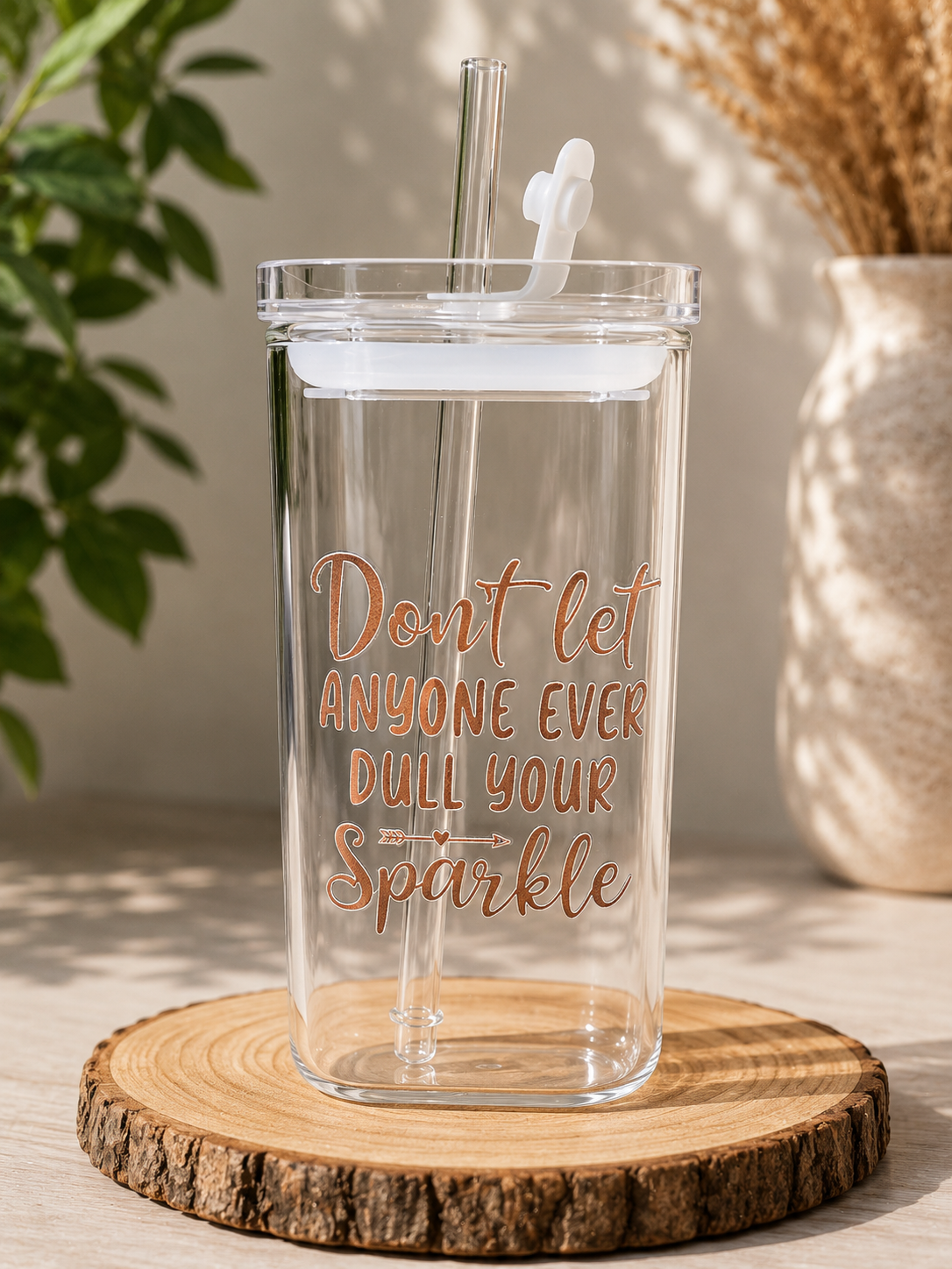 Vierkante Glazen Tumbler – 250 ml"Sparkle"